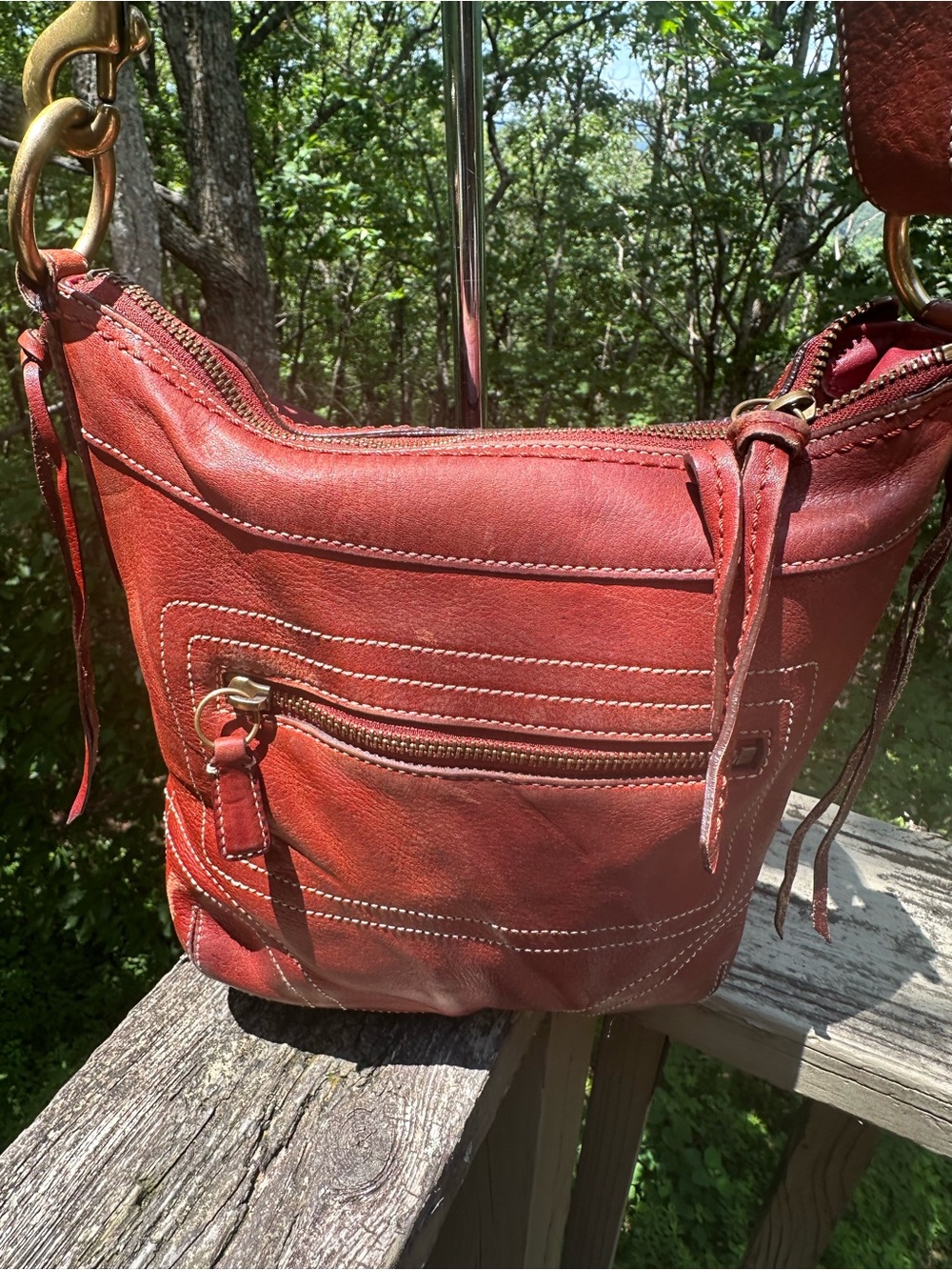 Coach Bleeker Red/Brownish Leather Shoulder Bag with Adjustable Strap GUC - Picture 5 of 14